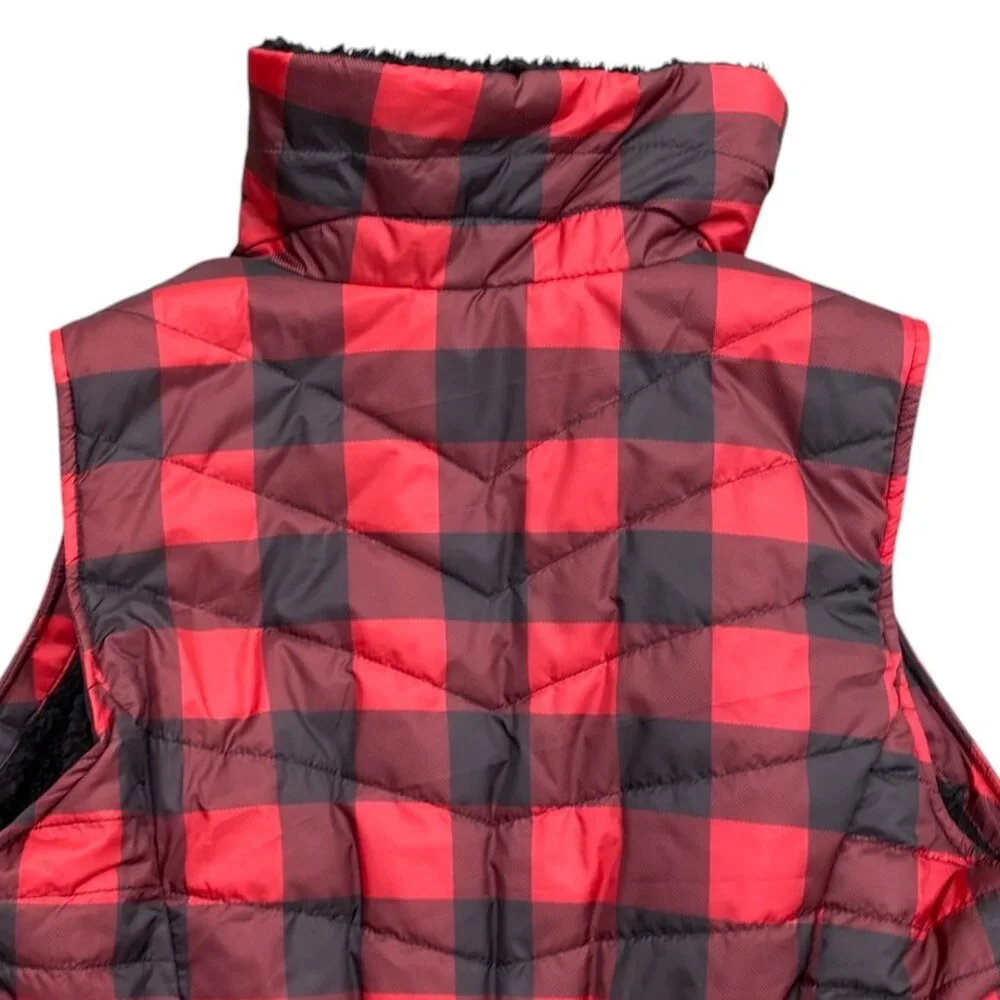 Talbots Quilted Sherpa Lined Buffalo Plaid Vest Country Cabin Outdoor HIking-X - Picture 11 of 16